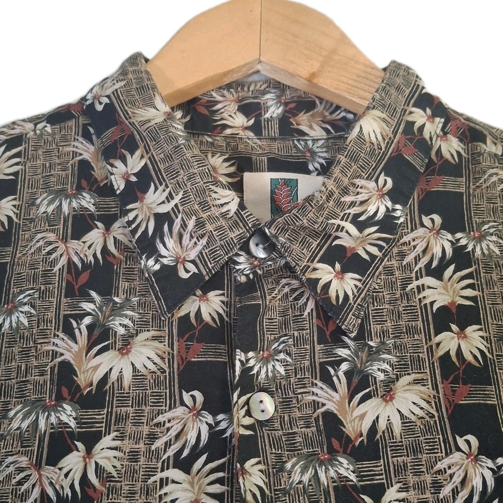 Tori Richard Hawaiian Shirt Men's XL Brown Tropical Cotton Lawn Button Up - Picture 4 of 8